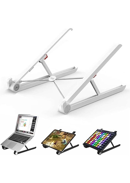 Saıjı X1 Laptop Sehpası, Katlanabilir, Tablet Sehpası, Alüminyum Alaşım, Online Sınıf Çalışması, Duruşu Iyileştirme, Isı Dağılımı Macbook, iPad ve 10-15,6 Inç Olan Tüm Cihazlar ile Uyumlu. Beyaz