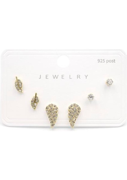 Çoklu Taşlı Küpe - Altın