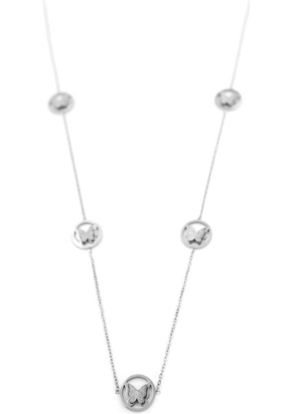 Kelebek Kolye - 90 cm - Gümüş