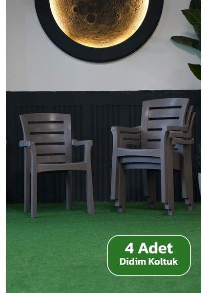 Didim Istiflenebilir Bahçe Balkon Koltuk Sandalye 4 Adet