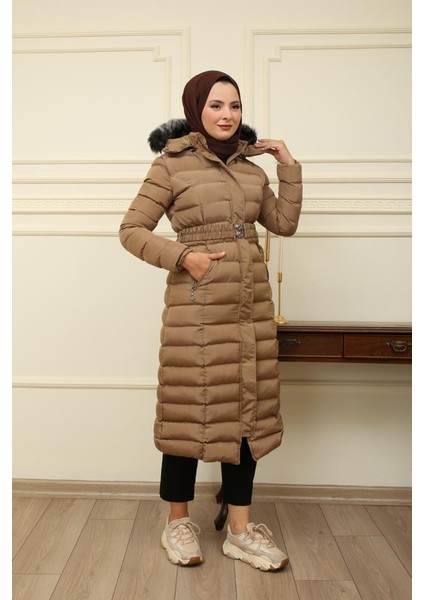 Kadın Yeni Sezon Memori Kumaş Kemerli Kapşonlu Su Geçirmez Şişme Mont modelleri