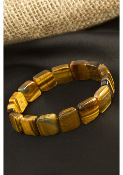 Kare Kesim Orjinal Kaplangözü Doğaltaşlı Bileklik