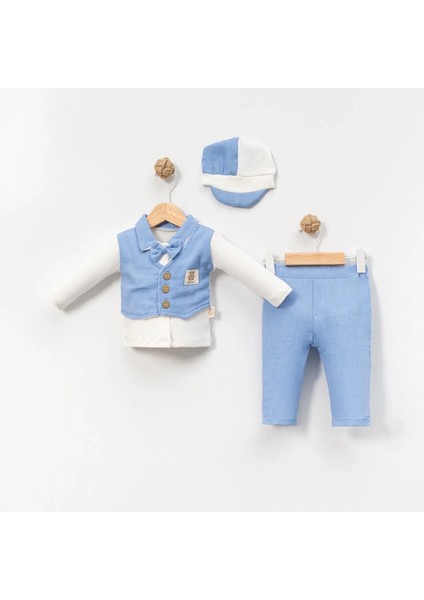 Litaetrend 6-9-12-18 Ay Yelek Detaylı Kasketli Uzun Kollu Mevsimlik 3 Lü Erkek Takımı