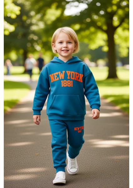 Chicago 1886 Kapüşonlu Oversize Sweatshirt ve Eşofman Altı Takımı Erkek Çocuk Kaliteli Şık