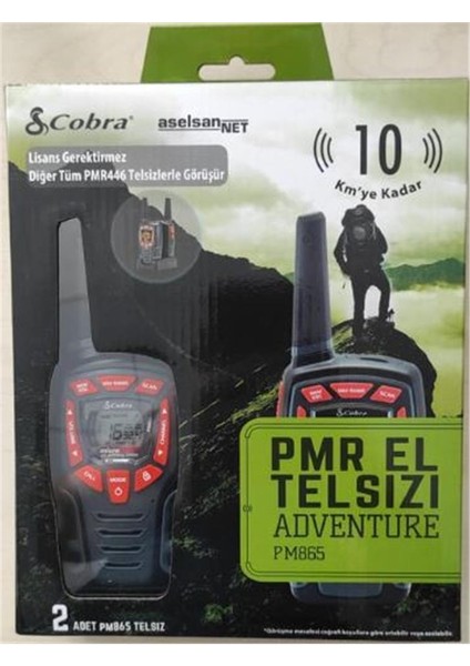 PM-865 Pmr El Telsizi 2li Paket 8 KANAL+121 Alt Kanal 8 Km