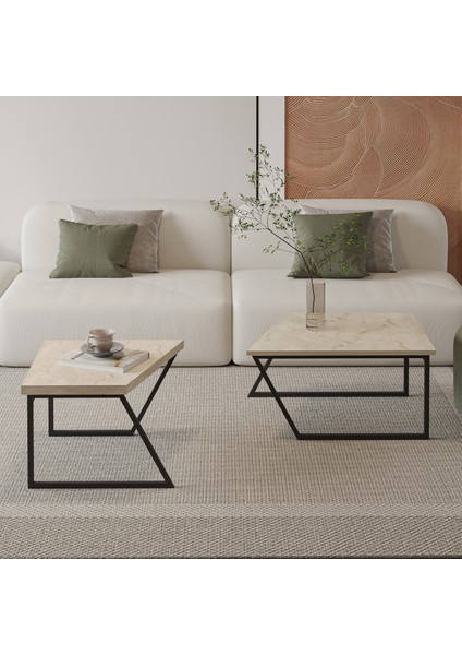 Verona Ikili Orta Sehpa – Modern Tasarım Metal Ayaklı Sehpa Seti modelleri