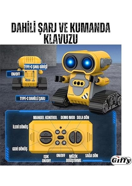 Uzaktan Kumandalı El Sensörlü Akıllı Wall-E Robot Dahili Şarjlı Işıklı Sesli Full Fonksiyonlu El Hareketlerini Algılayabilen Farklı Işık Kombinasyonlu Akıllı Rc Robot (Sarı) fırsatları