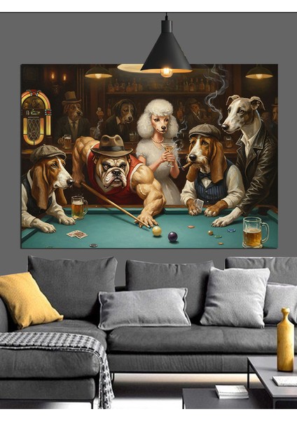 Poker Oynayan Hayvanlar Köpekler Dekoratif Kanvas - Mdf Ahşap Tablo modelleri