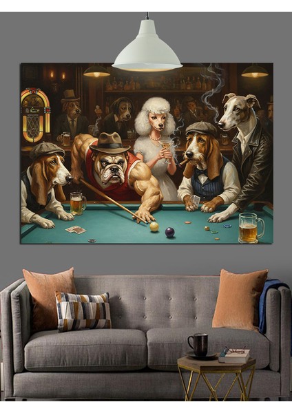 Poker Oynayan Hayvanlar Köpekler Dekoratif Kanvas - Mdf Ahşap Tablo fırsatları