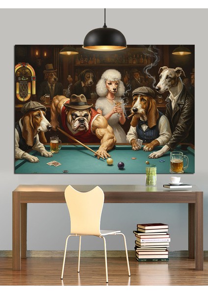 Poker Oynayan Hayvanlar Köpekler Dekoratif Kanvas - Mdf Ahşap Tablo indirimleri