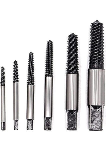 6'lı Profesyonel Vida Çıkarma Seti Kırık Civata Kılavuz Çıkarıcı Hasarlı Dönmeyen Sıkışmış Kırılmış Paslı Vida Sökme Aparatı Taşıma Kutulu