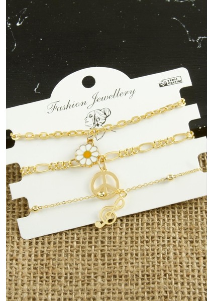 3 Adet Papatya Trend Zincir Bileklik