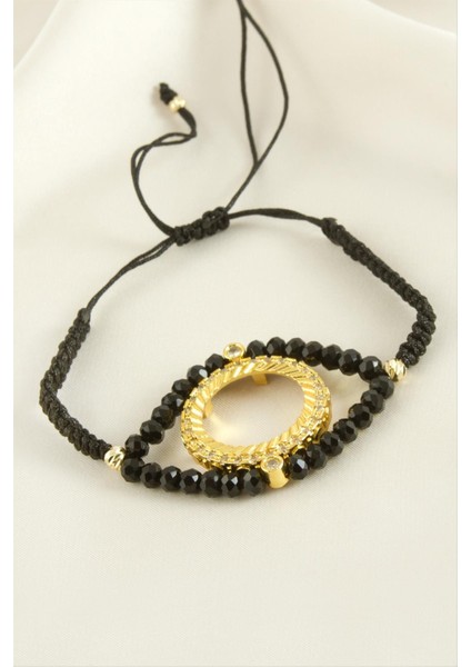 Çeyrek Altın Koyulabilir Kristal Taşlı Bileklik