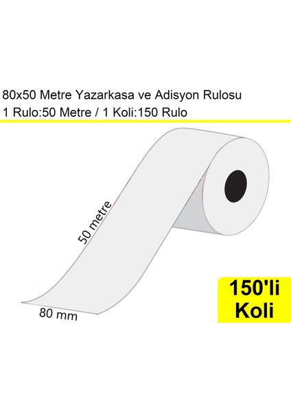 80X50 Metre Termal Yazarkasa ve Adisyon Rulosu 150 Adet