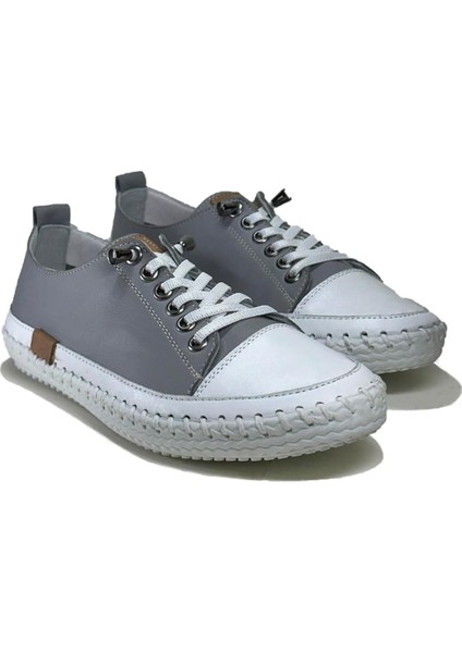 Kadın Hakiki Deri El Dikişli Bağcıklı Günlük Ayakkabı