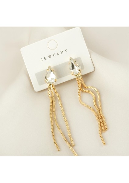 Damla Taşlı Lüks Kararmaz Küpe