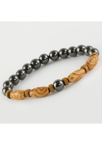 Hematit Ahşap Trend Yeni Sezon Doğaltaşlı Bileklik