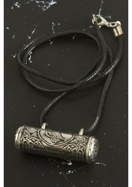 Boru Cevşen Deri Kordonlu Kolye