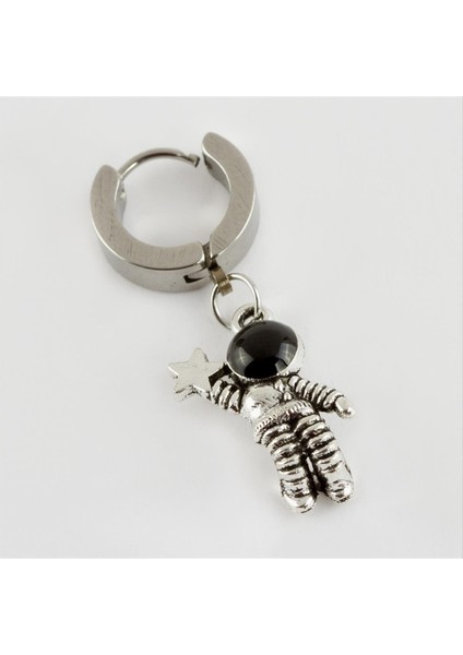 Astronot Figürlü Çelik Erkek Küpe 1 Adet