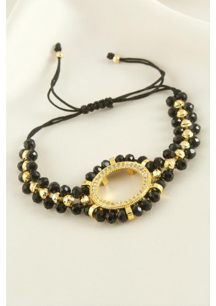 Çeyrek Altın Koyulabilir Kristal Taşlı Bileklik