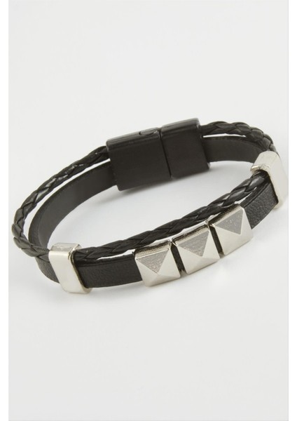 Prizma Kaliteli Mıknatıslı Suni Deri Bileklik