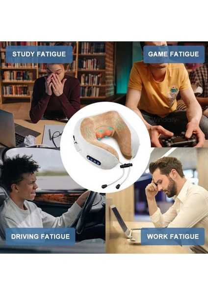 AMG32 Şarjlı Masajlı Boyun Yastığı | Taşınabilir Isıtmalı Usb-C 1800 Mah