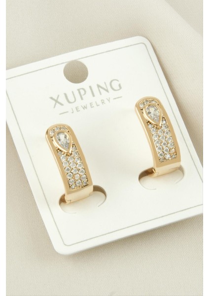 Xuping Damla Zirkon Taşlı Lüks Çelik Küpe