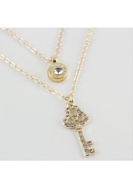 Anahtar Figürlü Yeni Sezon Ikili Kolye