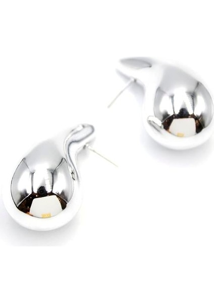 Büyük Boy Damla Küpe - Gümüş