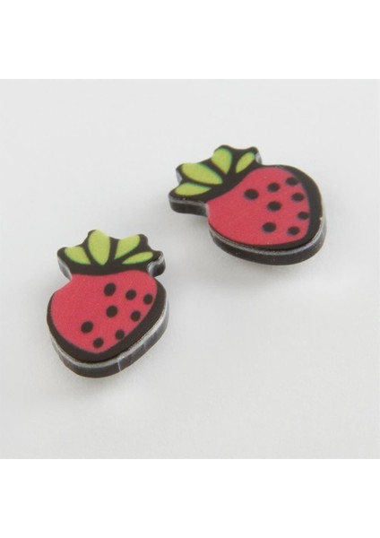 Çilek Mıknatıslı Plastik Çocuk Küpesi