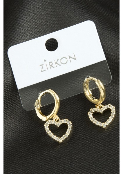 Kalp Zirkon Taşlı Küpe