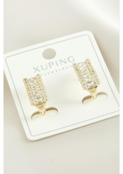 Xuping Baget Taşlı Lüks Çelik Küpe