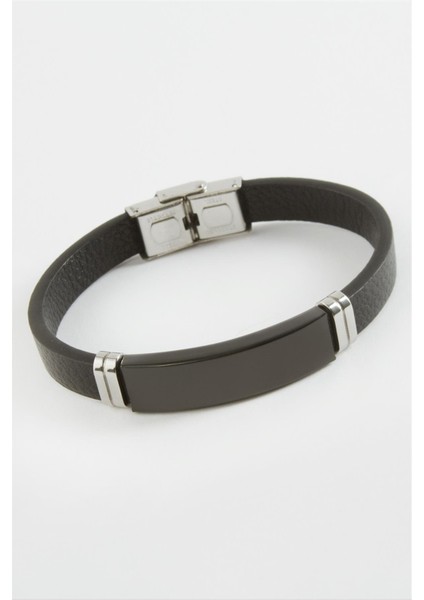 Isim Yazılabilir Deri Çelik Bileklik