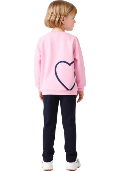 Kız Çocuk Sloganlı Kalp Desenli Örme Üst ve Tayt Seti Kışlık Konfor Kaliteli Şık Rahat