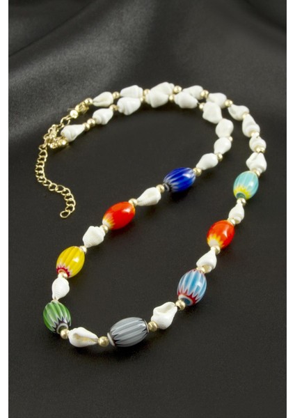 Deniz Kabuğu Cam Boncuk Kolye