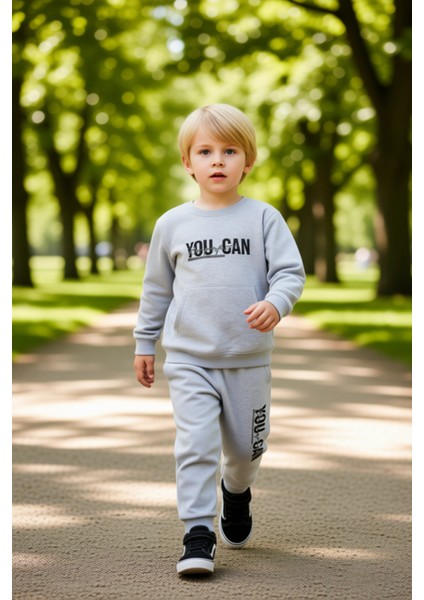 Motivasyon Odaklı Erkek Çocuk Örme Takım Sweatshirt ve Eşofman Altı Kaliteli Şık Rahat modelleri