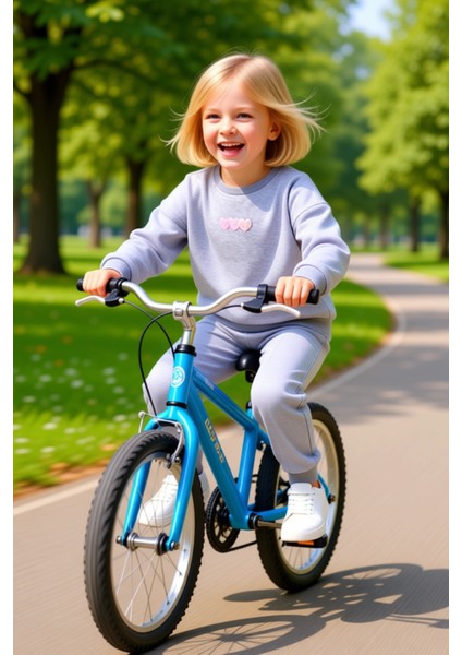 Kız Çocuk Bisiklet Yaka Pamuklu Örme Kalpli Geniş Paça Takım Kaliteli Şık Rahat fırsatları