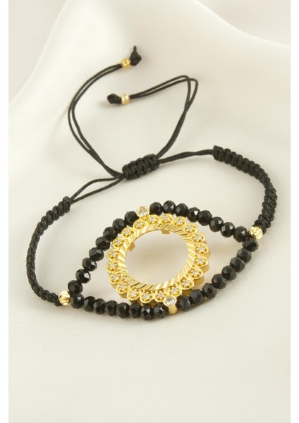 Çeyrek Altın Koyulabilir Kristal Taşlı Bileklik