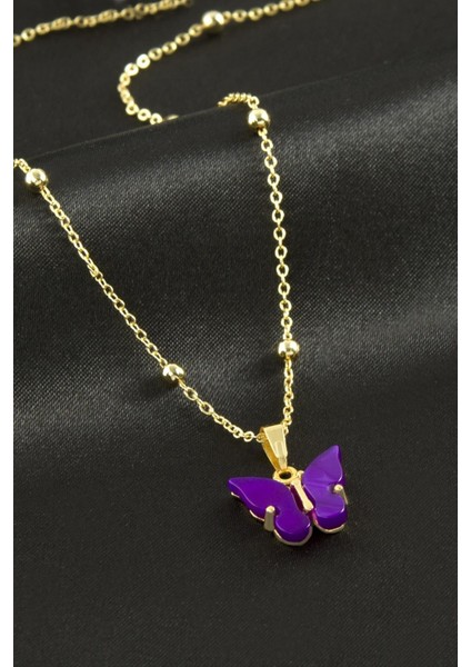 Kelebek Figürlü Polyester Kolye