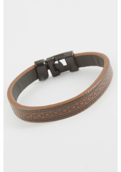 Zincir Desenli Kaliteli Suni Deri Bileklik