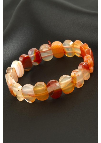 Oval Kesim Orjinal Akik Doğaltaşlı Bileklik