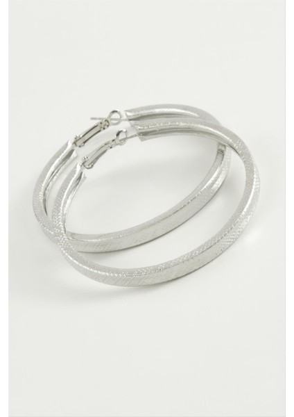 Kare Baklava Desenli Halka Küpe 3,5 cm