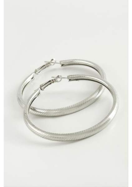 Çizgili Boru Halka Küpe 5,5 cm