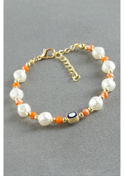 Nazar Dikdörtgen Kristal Inci Bileklik