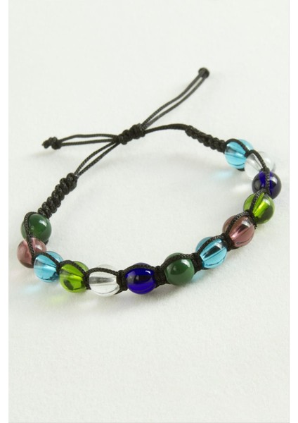 Cam Boncuk Makrome Ip Bileklik