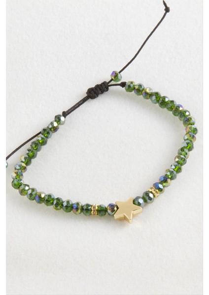 Yıldız Kristal Makrome Ip Bileklik