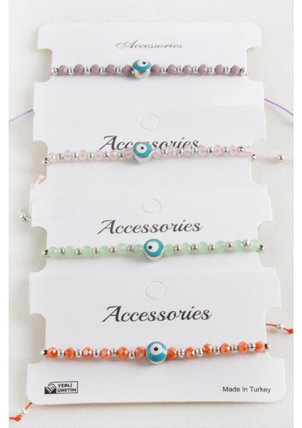 Nazar Kristal Makrome Ip Bileklik 8 mm