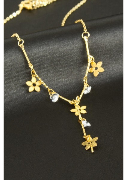 Papatya Taşlı Y Kolye