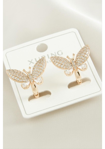 Xuping Kelebek Zirkon Taşlı Lüks Çelik Küpe
