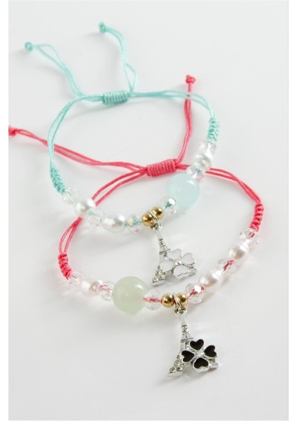 2 Adet Yonca Zirkon Taşlı Lüks Ip Bileklik